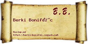 Berki Bonifác névjegykártya